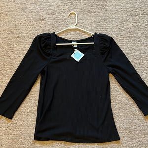VICI black 3/4 sleeve, square neck top